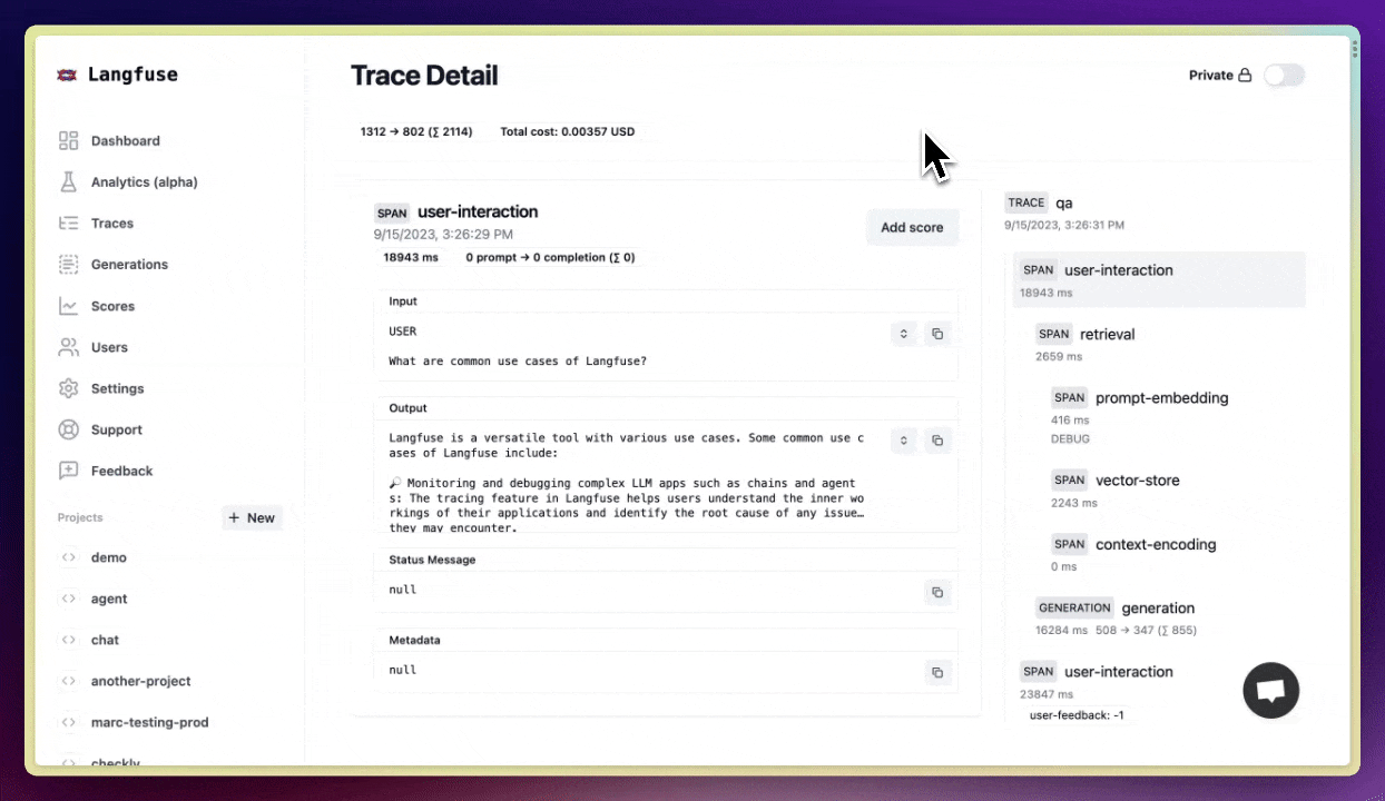 Share trace via public link